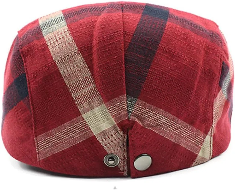 2 Pack Men's Newsboy Flat Cap Adjustable Plaid Ivy Gatsby Cabbie Driving Golf Hat Beret