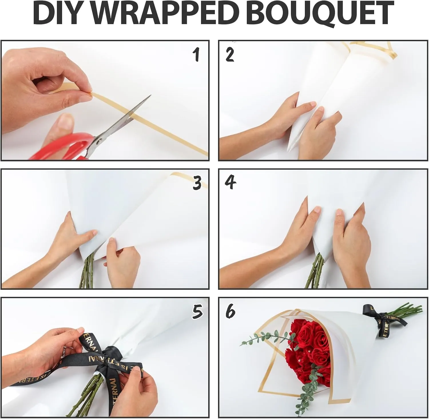 20 Sheet Flower Wrapping Paper - Waterproof Floral Bouquet Wrapping Paper, Florist Supplies Packaging Paper for Wedding Birthday Gift DIY (White)