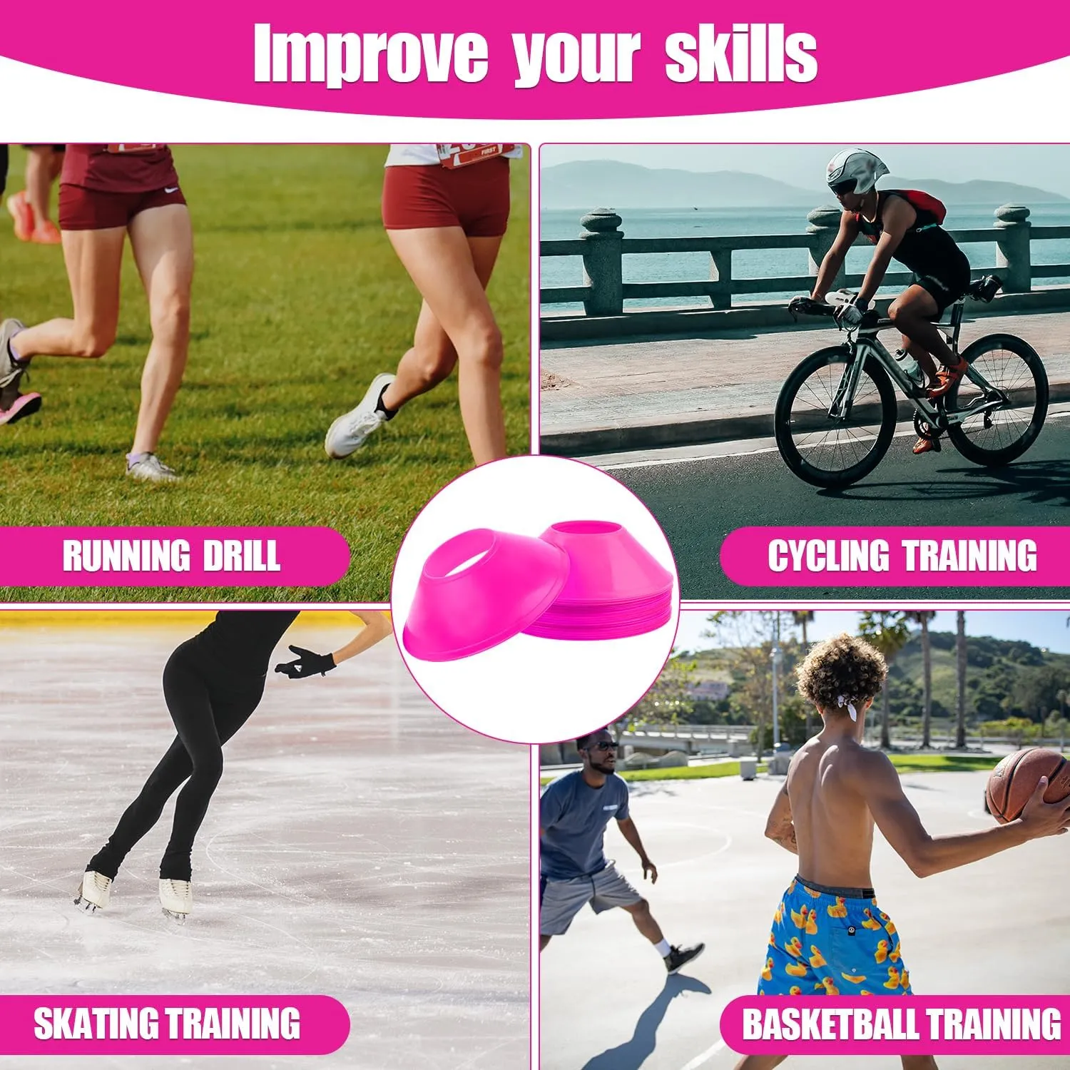 25pcs Soccer Cones for Sports Training, Mini Football Cones & Mesh Bag Flexible Agility Cones Premium Training Cones for Basketball Football Running Drills Sports Games Skating Kids