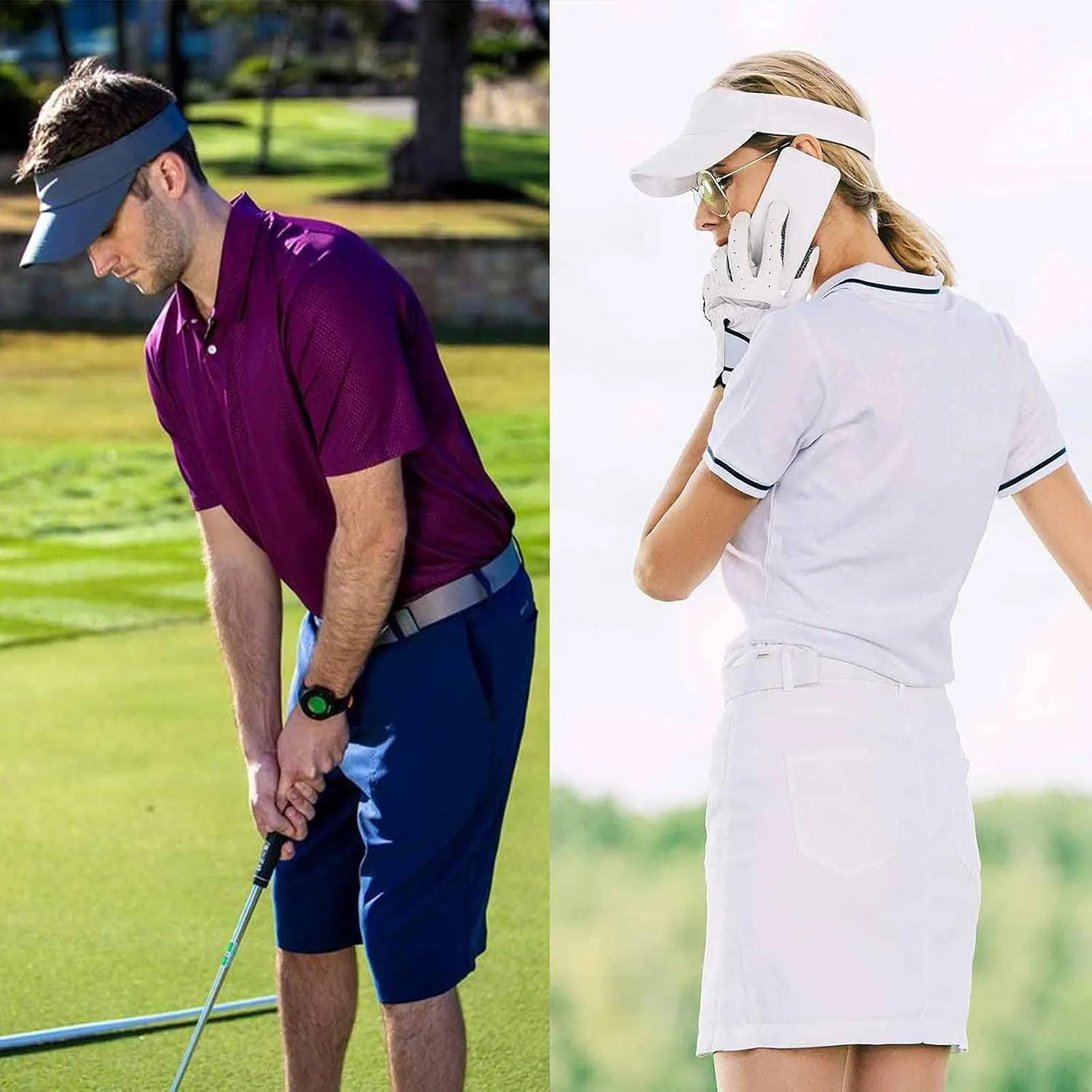 AZJ Sun Visor Hats for Women Men Adjustable UV Protection Outdoor Sports Golf Running Sun Caps