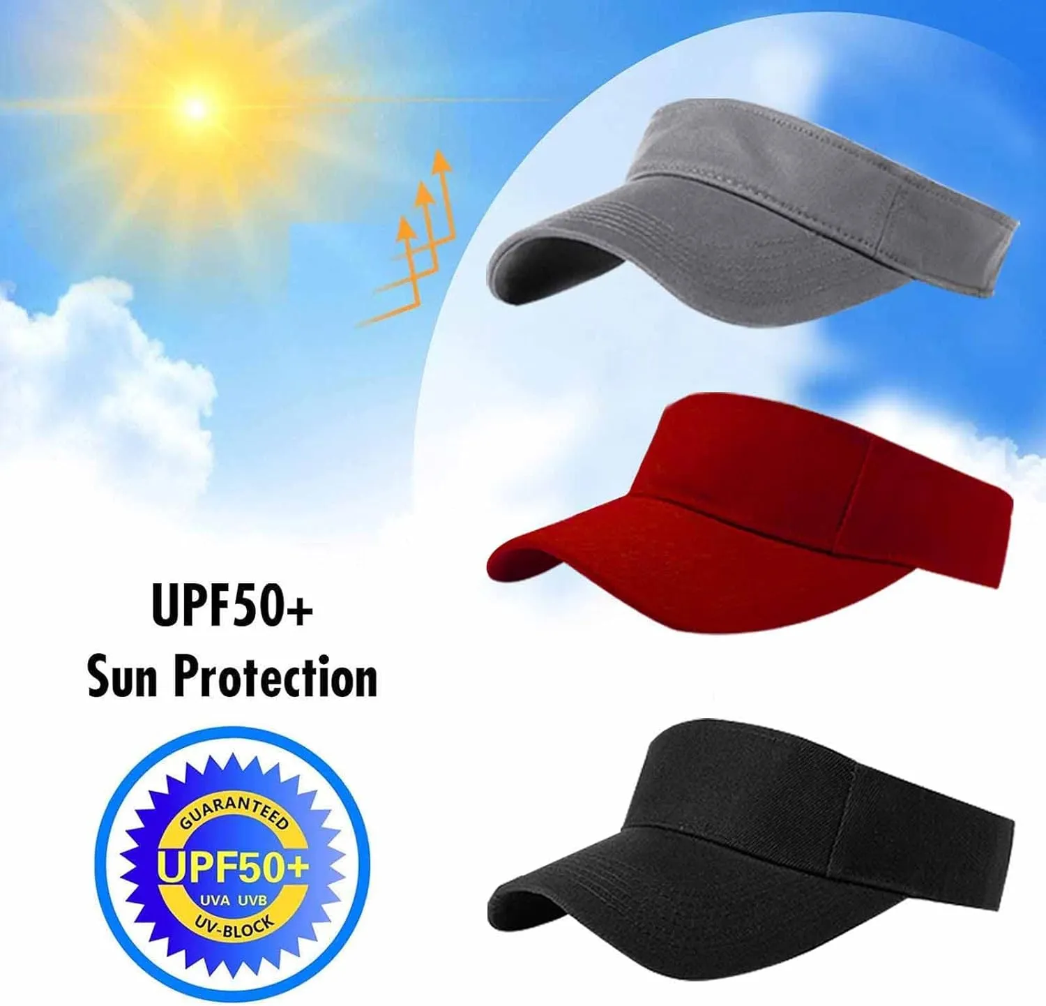 AZJ Sun Visor Hats for Women Men Adjustable UV Protection Outdoor Sports Golf Running Sun Caps