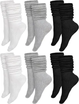 Bencailor 6 Pairs Women Slouch Socks Scrunch Cotton Knit Boot Long Soft Winter Stacked Socks for Woman