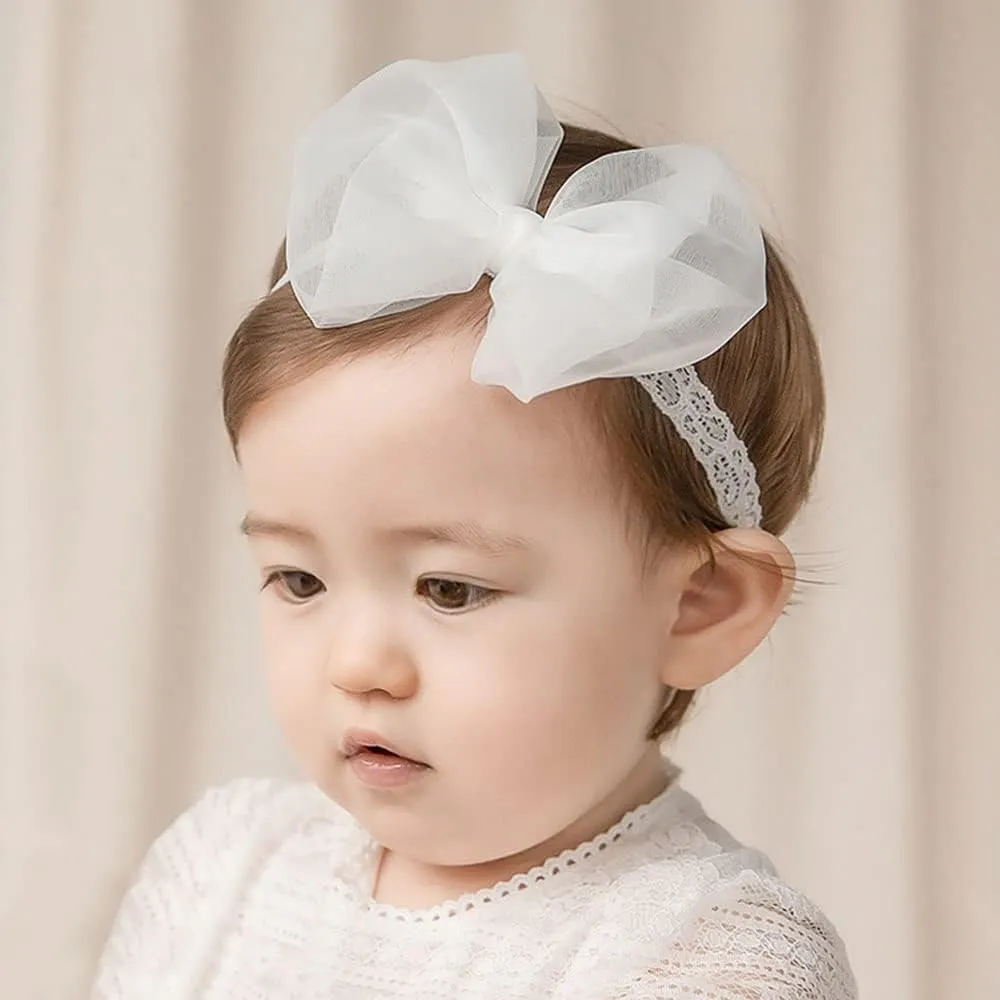 Bethynas Baby Girls Cute Bow-knot Headband Soft Lace Floral Hairbands Newborn Infant Toddlers Kids Hair Accessories (Style 3)