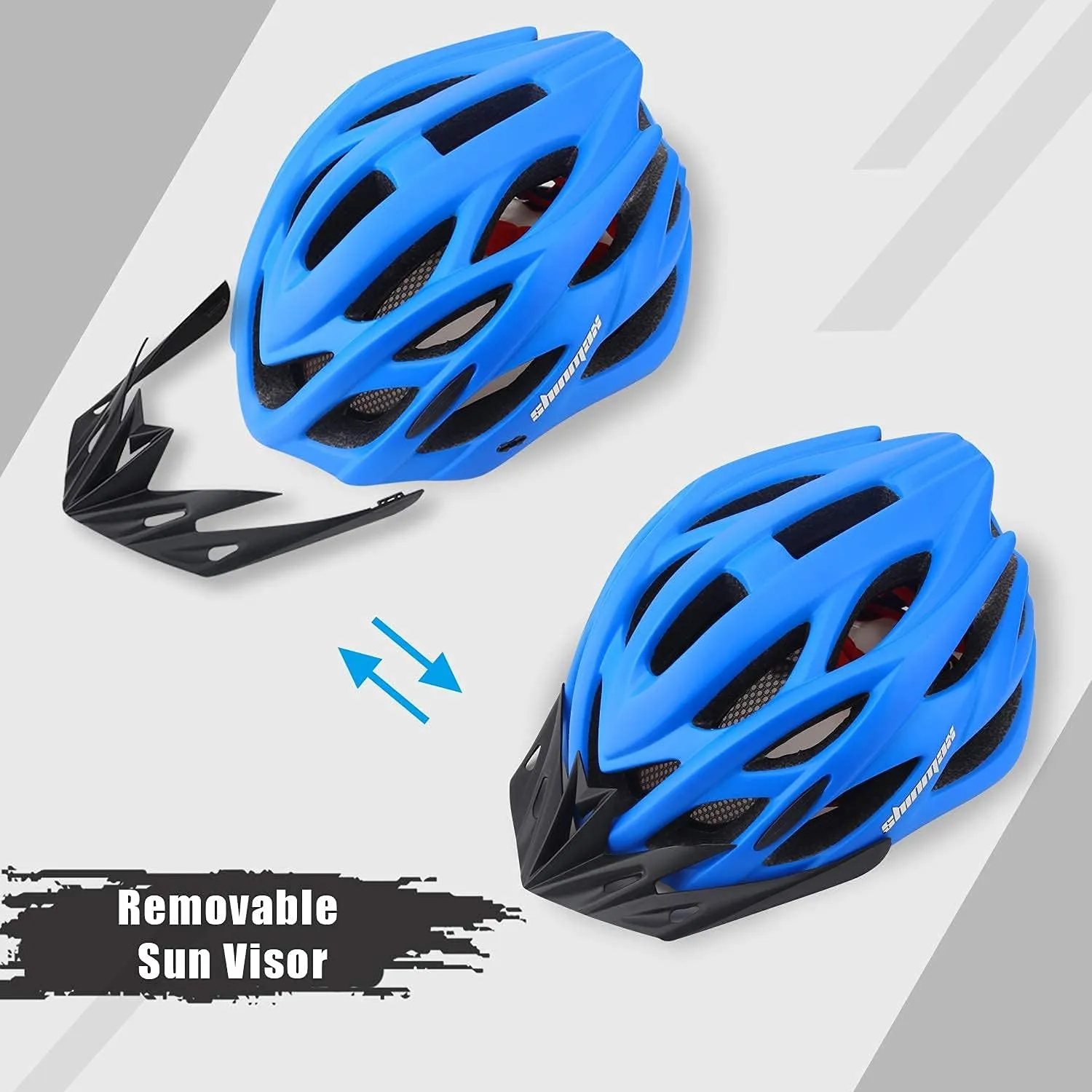 Bike Helmet Men Women, Shinmax Bicycle Helmet with Rear Light and Detachable Visor