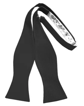 Black Faille Silk Self Tie Bow Tie