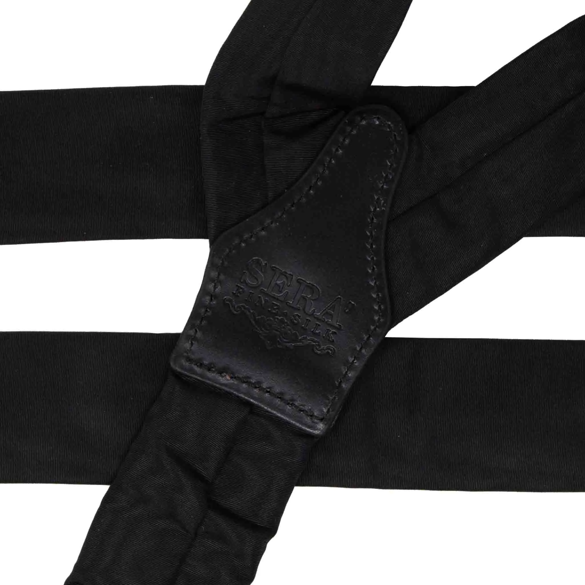 Black Moire Silk Bow Tie and Suspenders Set