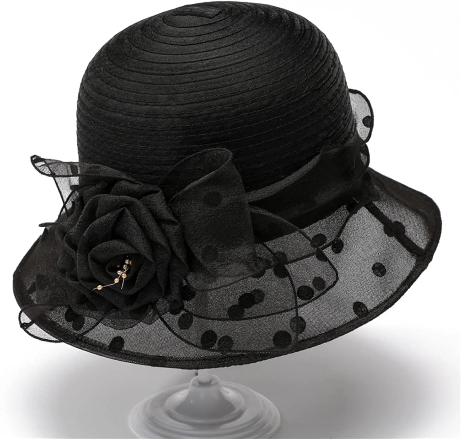 Bowler Fedora Hats for Women 1920s Cloche Hat with Flower Knot, 1920s Cloche Bowler Hat with Flower Cloche Hat