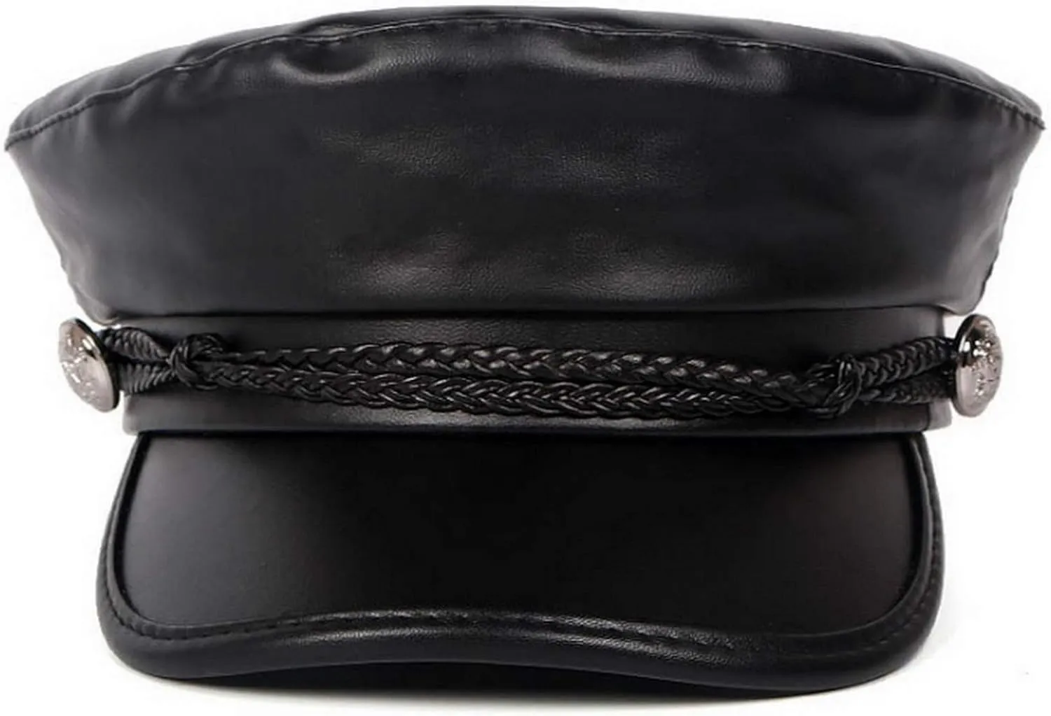 Brcus Women Yacht Captain Sailor Hat PU Newsboy Cabbie Baker Boy Peaked Beret Cap