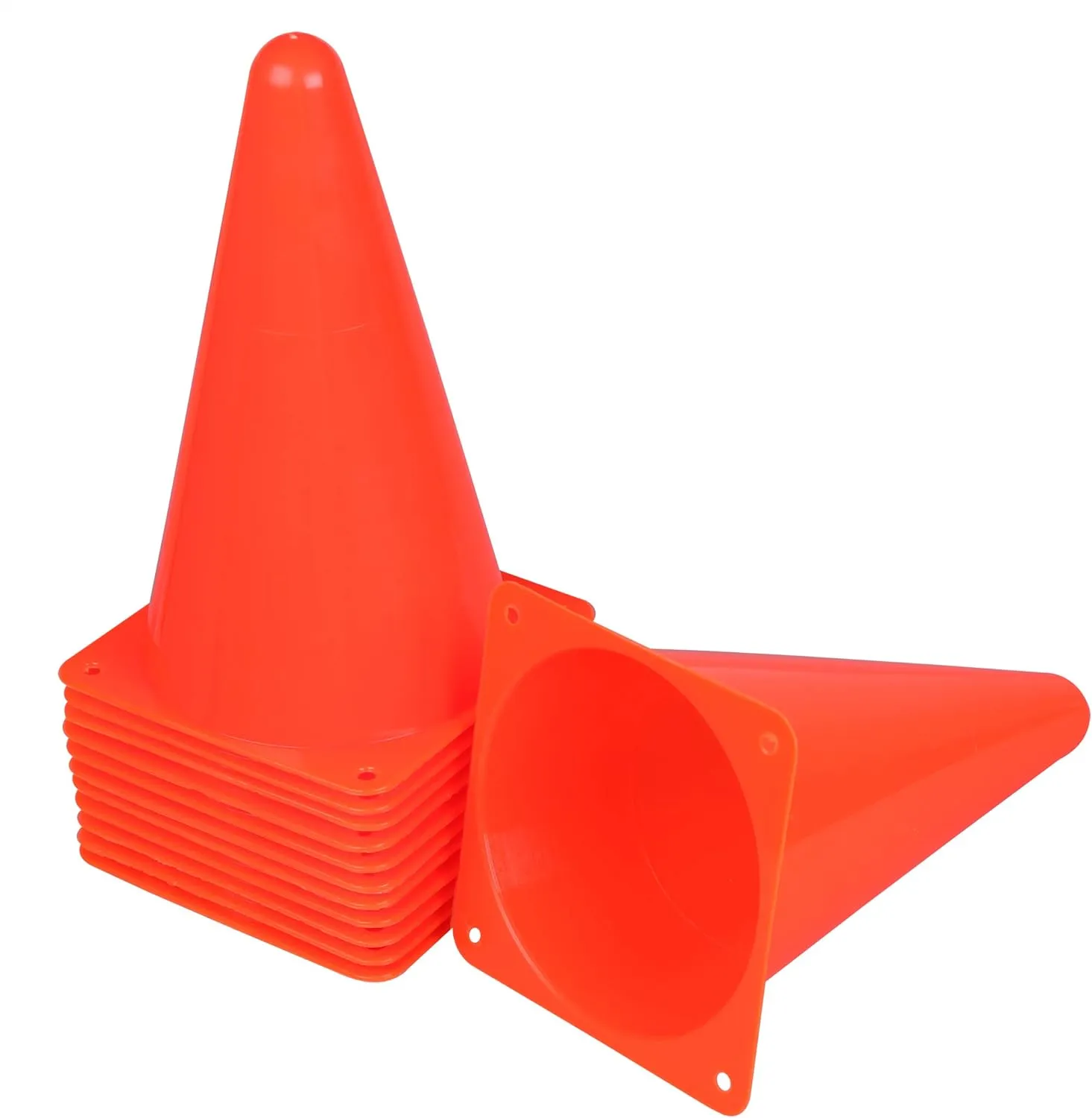 CARTMAN Plastic Training Cones (Set of 12/24 Pack 9" or 12/24 Pack 7" or 12/24 Pack Disc Cone) Agility Soccer Cones, Indoor Outdoor and Festive Events Field Marker Agility Cones