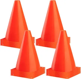 CARTMAN Plastic Training Cones (Set of 12/24 Pack 9" or 12/24 Pack 7" or 12/24 Pack Disc Cone) Agility Soccer Cones, Indoor Outdoor and Festive Events Field Marker Agility Cones