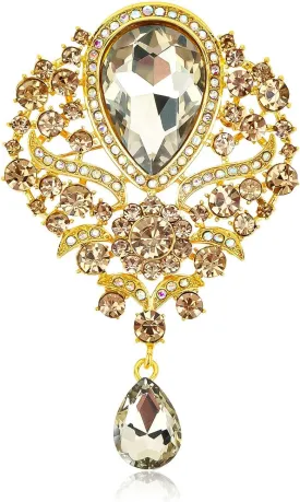 Casoty Gold Rhinestone Brooch, Brooches for Women, Vintage Crystal Flower Brooches, Vintage Rhinestone Pins for Women Girls, Clothes Accessories for Daily Wear Jewelry Gift