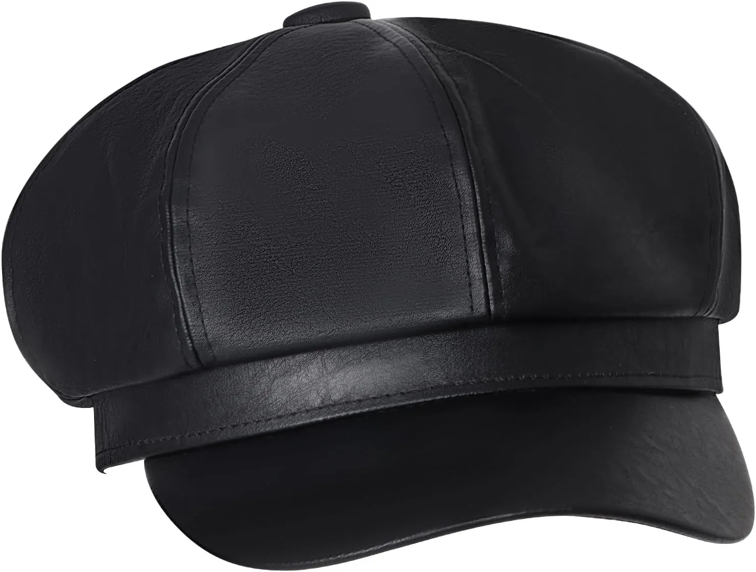 choyaxo 8 Panels Newsboy Hats PU Leather Beret Fashion Hats for Women Black