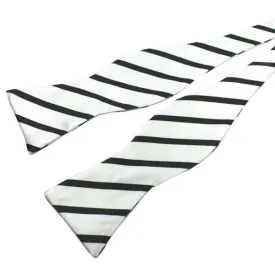 Classy Men White Black Silk Self-Tie Bow Tie