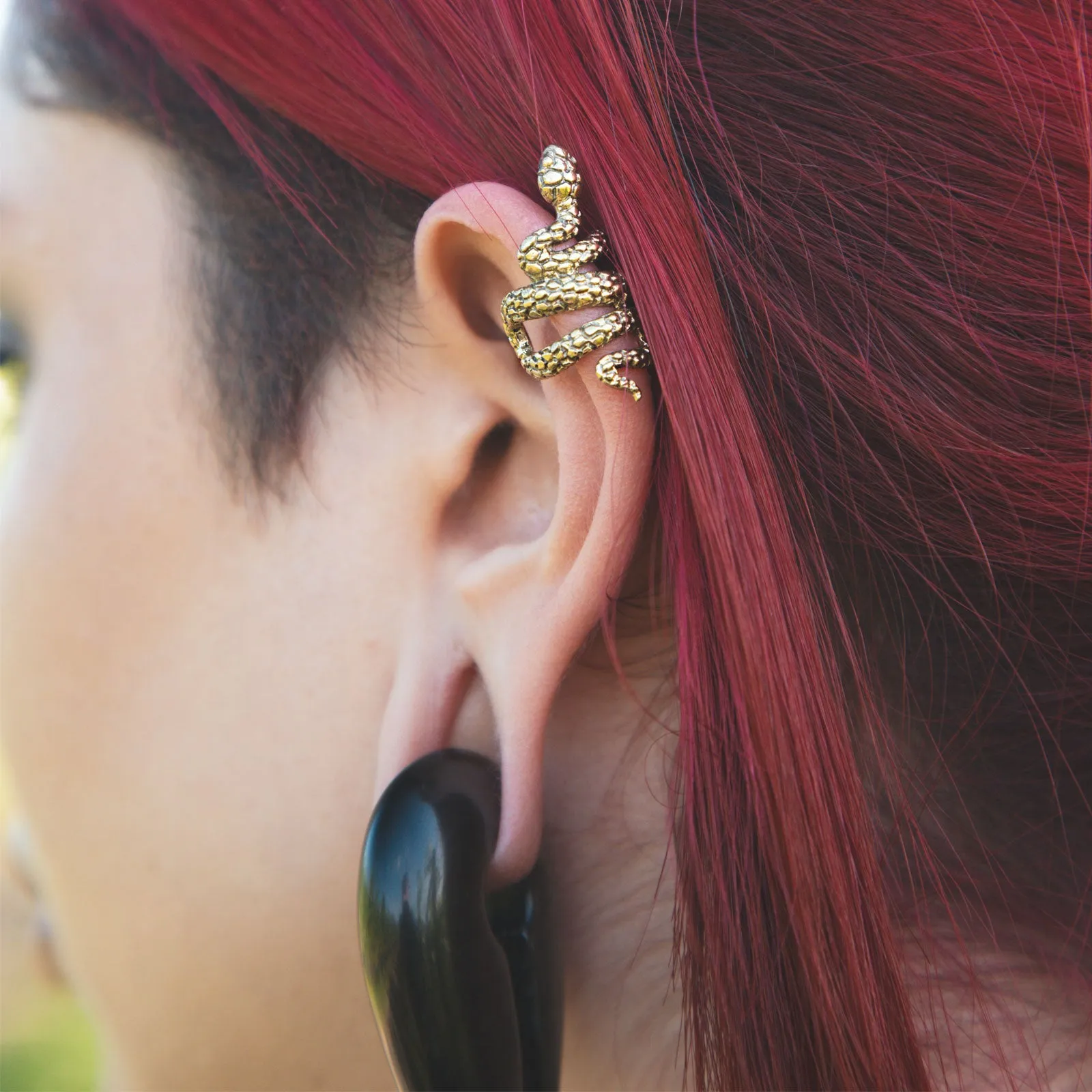Coiled Snake Brass Ear Cuff
