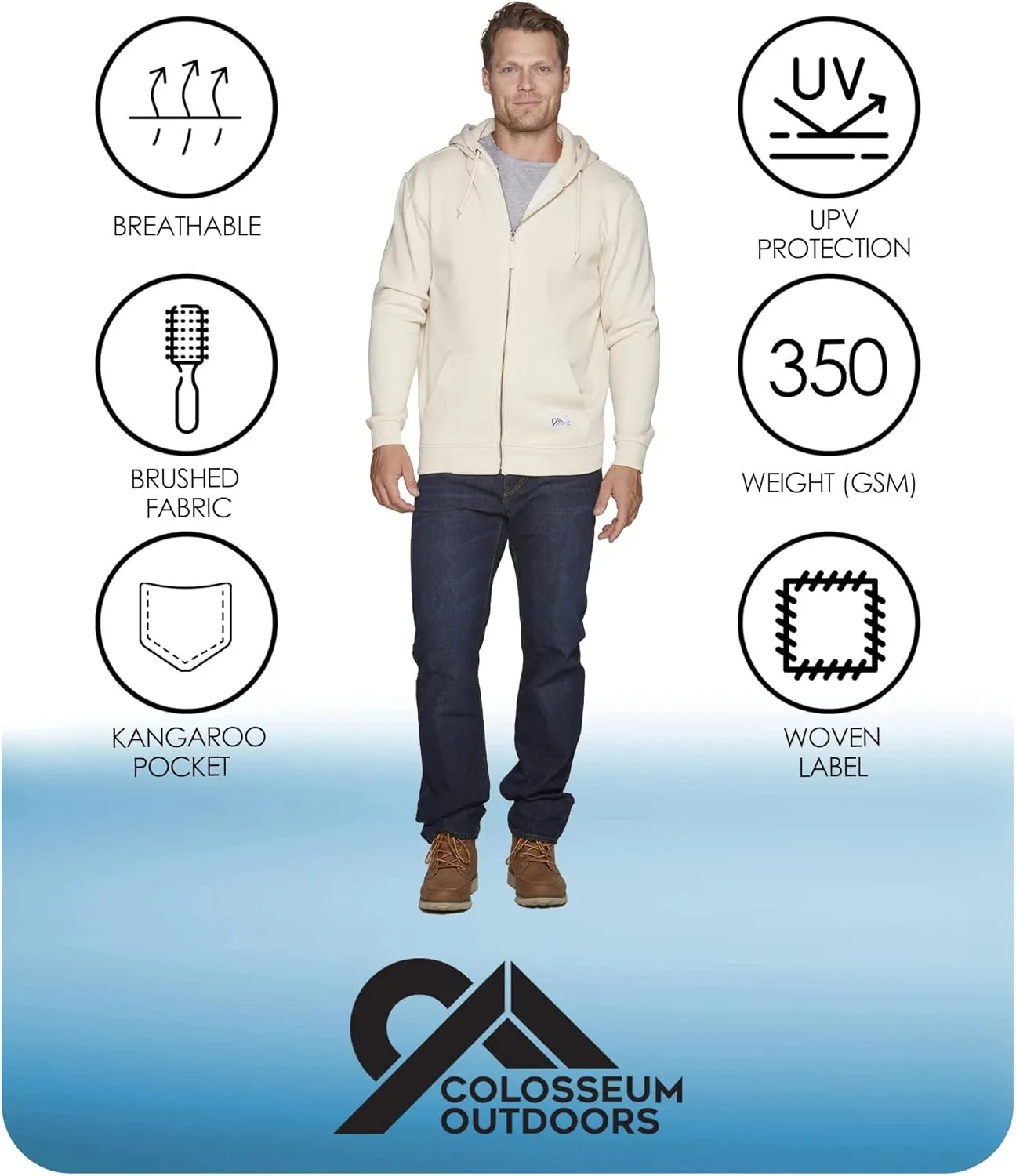 COLOSSEUM Outdoors Men's Brooks Super Heavyweight Workwear Full Zip Hoodie