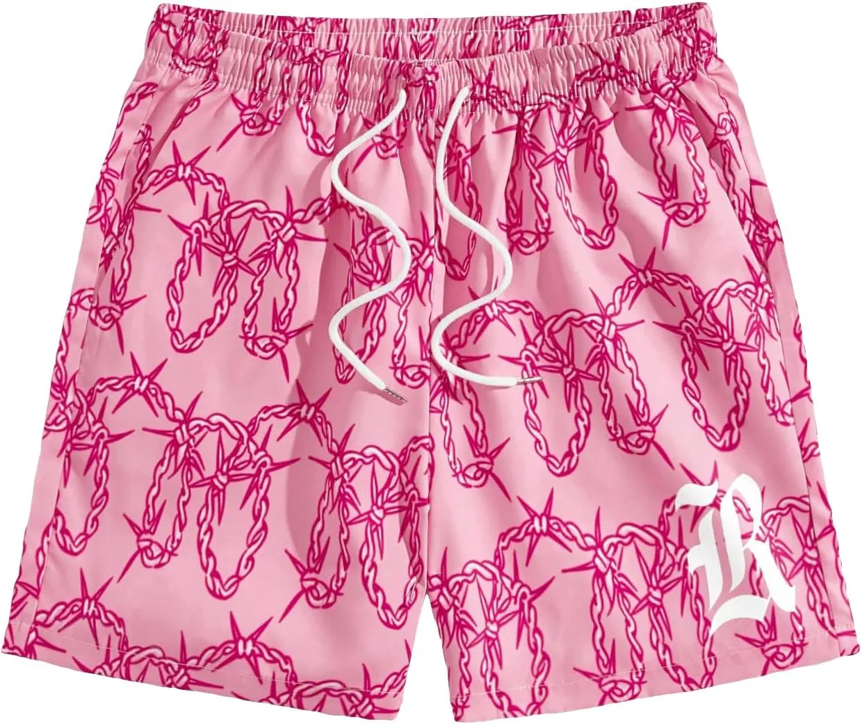 COZYEASE Men's Letter Graphic Print Drawstring Waist Shorts Casual Tie Front Track Athletic Gym Shorts