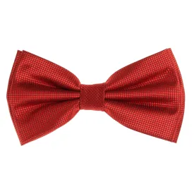 Crimson Red Pin Dot Pre-Tied Bow Tie Set with Matching Pocket Square