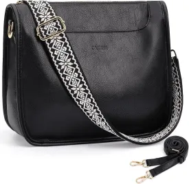 Crossbody Bags For Women Trendy Vegan Leather Travel Bags Shoulder Purses For Women With 2 Adjustable Strap