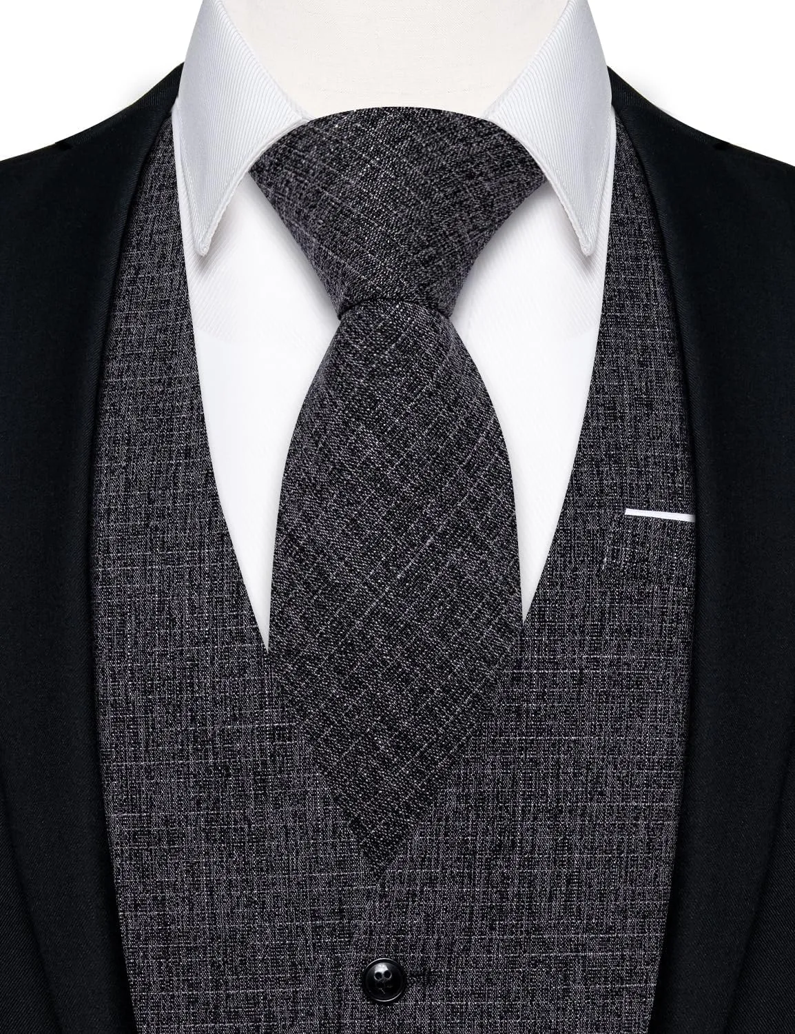 DiBanGu Mens Linen Suit Vest Casual Waistcoat and Necktie & Pre-tied Bowtie Set 6PCS Solid Color Dress Vest for Wedding Party