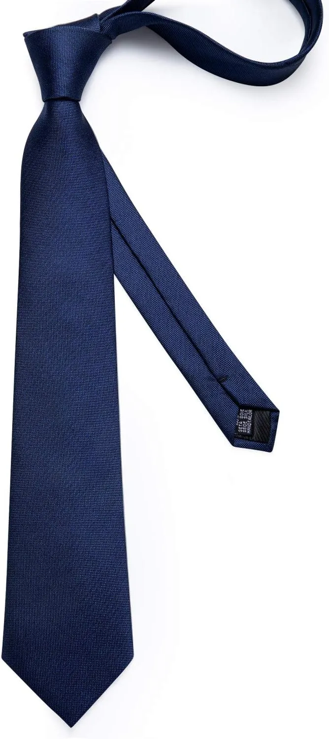 DiBanGu Mens Silk Necktie Solid Color Tie and Pocket Square Cufflink Tie Clip Set Woven Plain Ties for Men Wedding Party