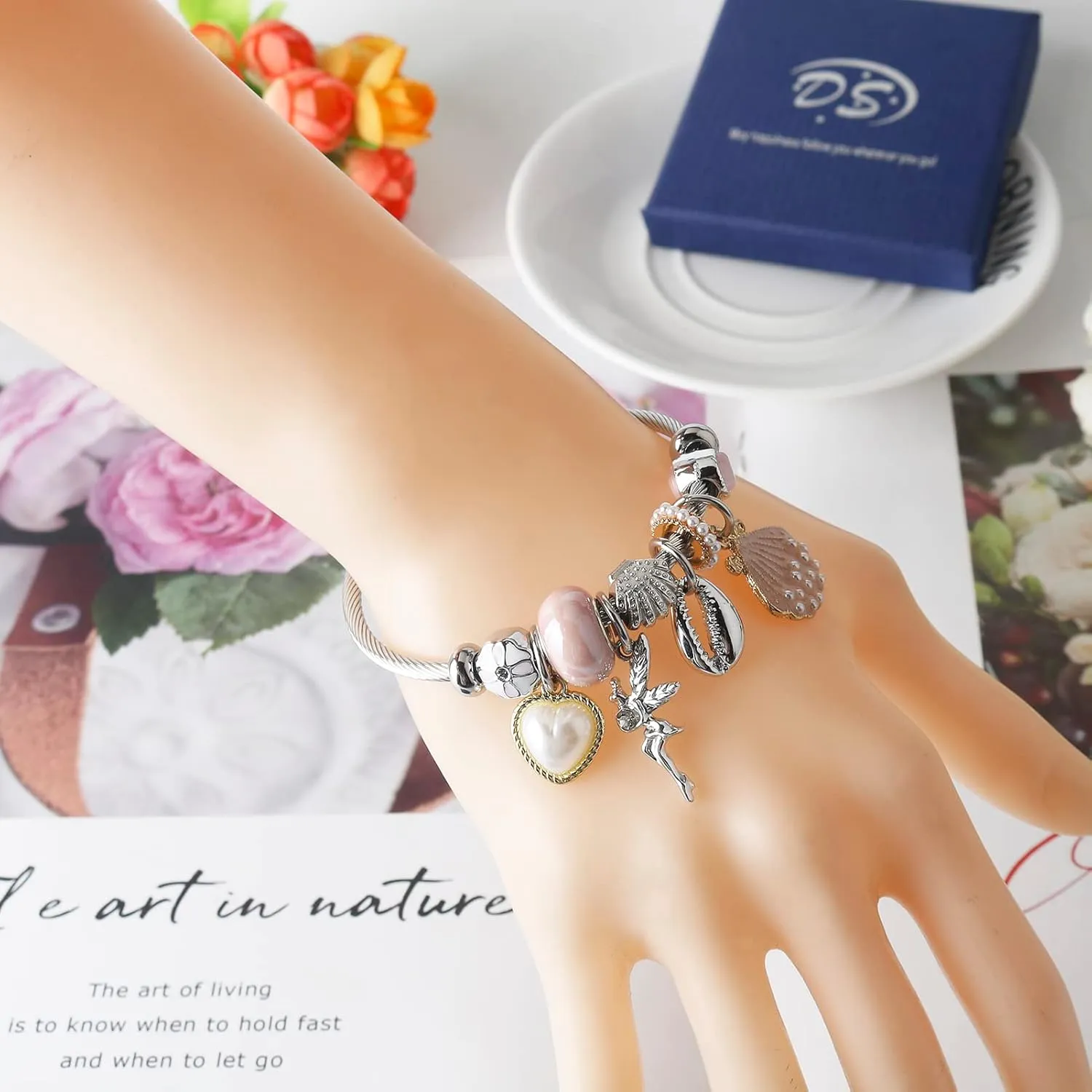 DS Charm Bracelets for girls,exquisite cute cartoon friendship bracelets Silver Stainless Steel Bangle with birthday Gift box, Adjustable girls jewelry Suitable for holiday gifts