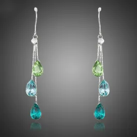 Elegant Charm Earrings for Women With 3pcs Water Drop Stellux Austrian Crystal Dangle Wedding Earrings