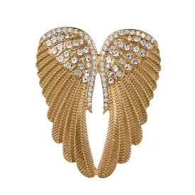 Ex. Lg. Gold or Silver Brooch Clear Wings Rhinestone Crystal BR-028S