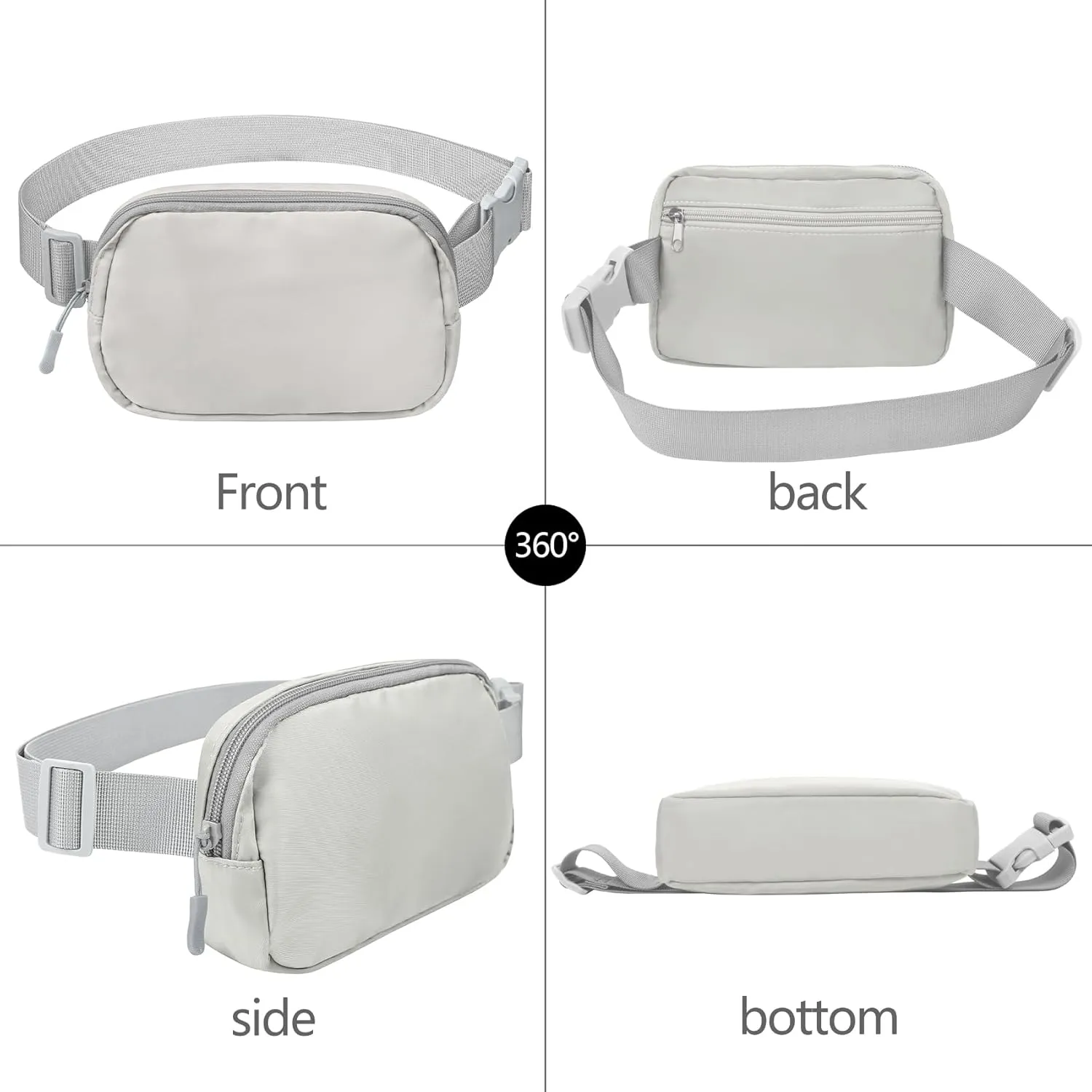 Fanny Pack Crossbody Bag for Women and Men, Belt Bag for Hiking Bum Bag with Adjustable Strap,Casual Cell Phone Pouch?Waist pack for Running Workout Sports Travel Light Grey