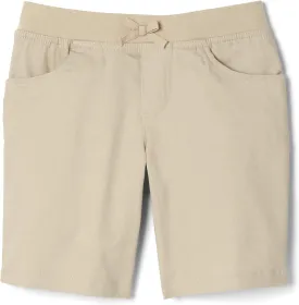 French Toast Girls Pull On Stretch Tie Front Twill Short with Knit Waistband
