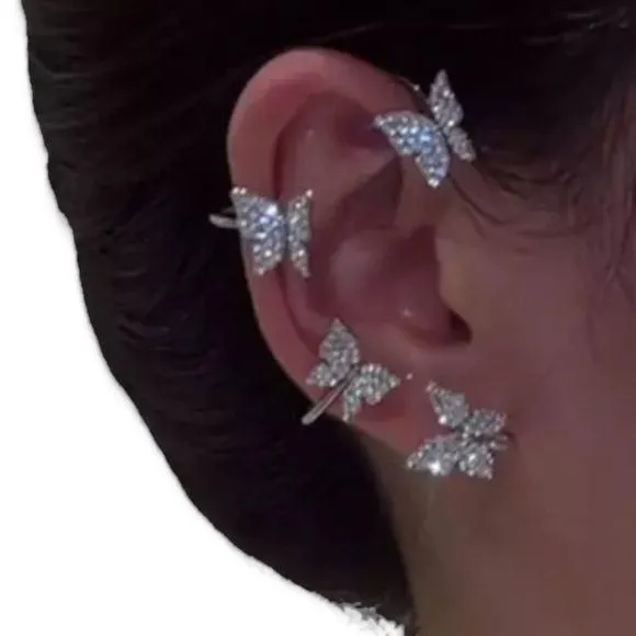 Glittery Dancing Butterfly Ear Cuffs