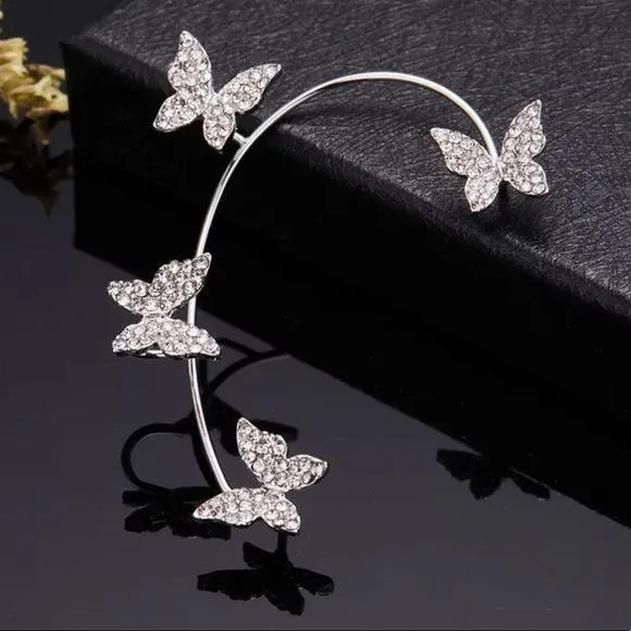 Glittery Dancing Butterfly Ear Cuffs
