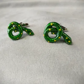 Green Enamel Snake Cufflinks