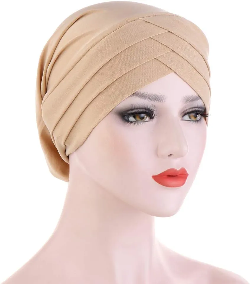 Hijab Chemo Cancer Beanies Turbans Hats Cap Twisted Hair Cover Headwrap Turban Headwear for Women