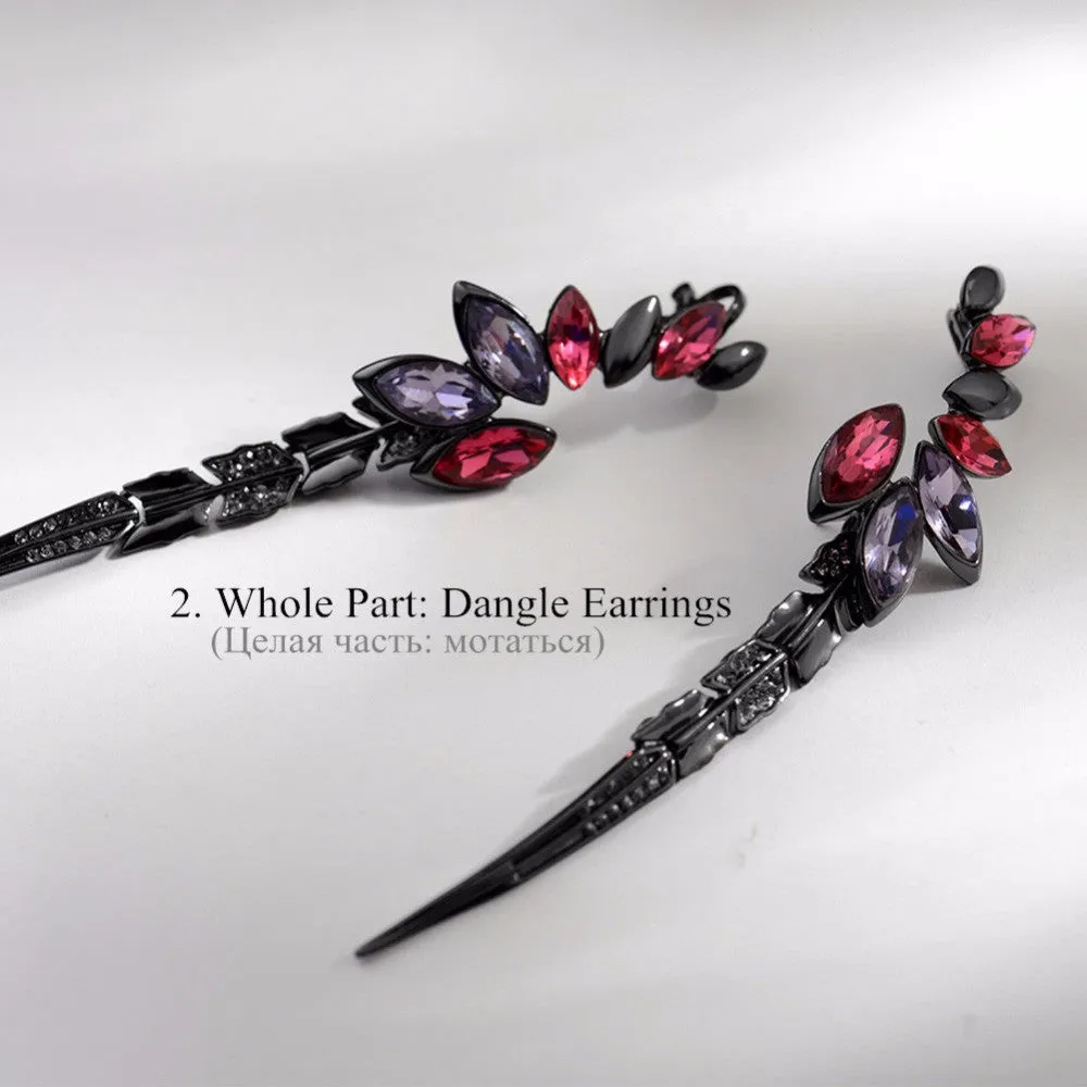 Hot Sale Viennois Fashion Gun Plated Dangle Earrings Full Crystal Circle Geometric Vintage Long Earrings Jewelry for Women
