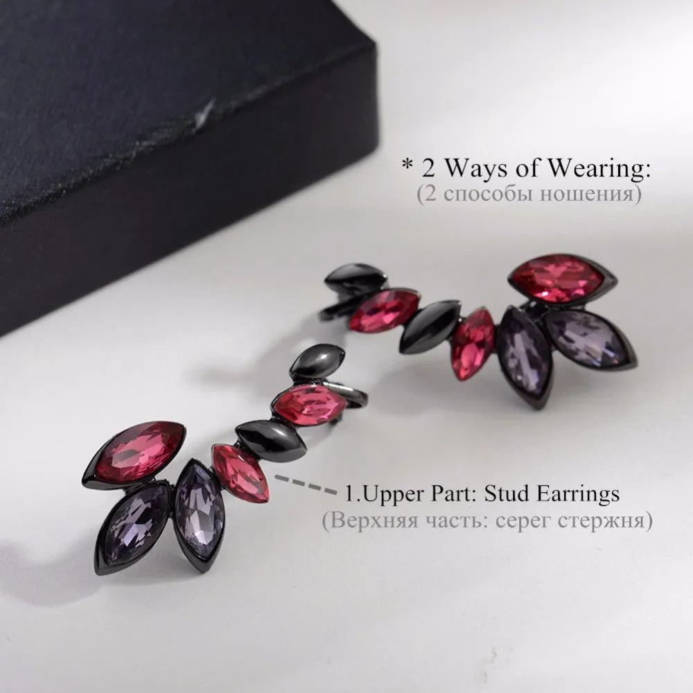 Hot Sale Viennois Fashion Gun Plated Dangle Earrings Full Crystal Circle Geometric Vintage Long Earrings Jewelry for Women