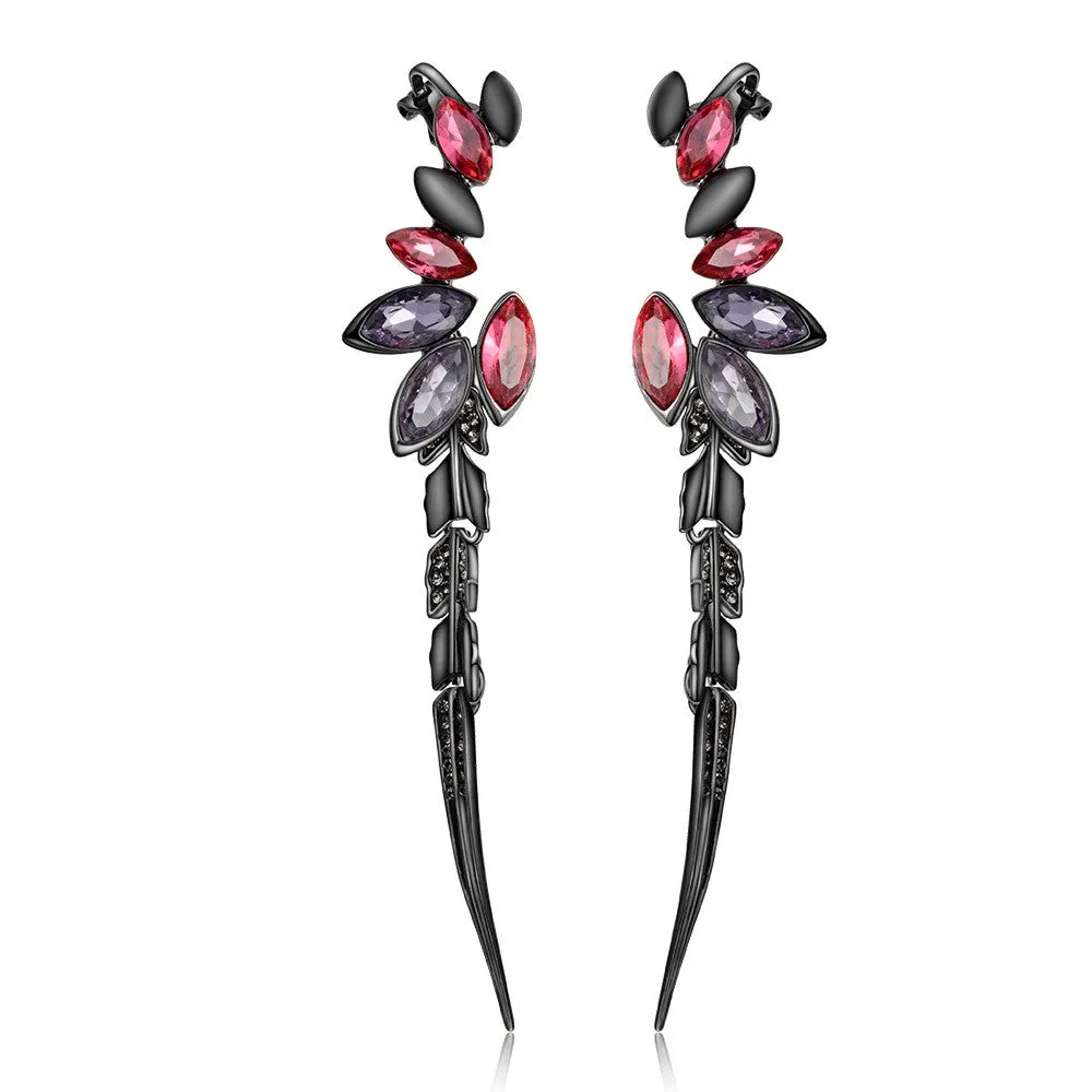 Hot Sale Viennois Fashion Gun Plated Dangle Earrings Full Crystal Circle Geometric Vintage Long Earrings Jewelry for Women