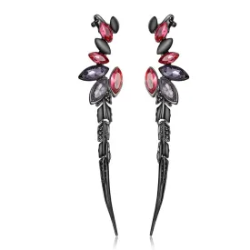 Hot Sale Viennois Fashion Gun Plated Dangle Earrings Full Crystal Circle Geometric Vintage Long Earrings Jewelry for Women