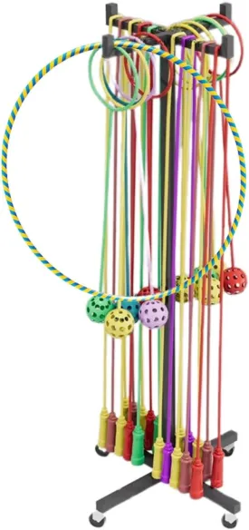 Hula Hoop Stand Up Holders Stand, Metal Mobile Jump Rope Tree Rack, School Gym Exercise Hula Hoops Storage Cart, 4 Wheeler Hula Ring Trolley
