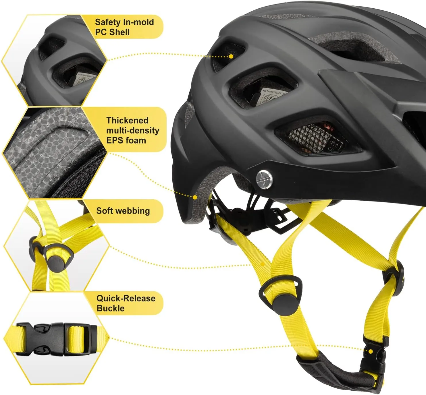 Kids Bike Helmet, SIFVO Kids Helmet 8  Boys and Girls Bike Helmet with Cool Visor, Bike Helmets for Kids, Youth Bike Helmet Kids Mountain Bike Helmet Lightweight and Sturdy55-58cm