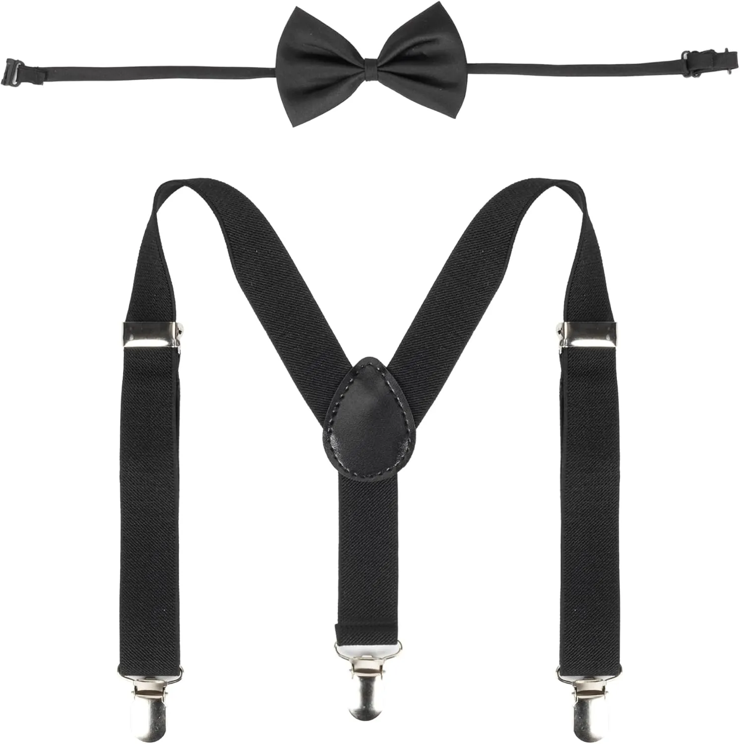 Kids Suspenders Set for Boys Girls Toddlers Adjustable Elastic Belts with Bowtie Clips 2-10Y