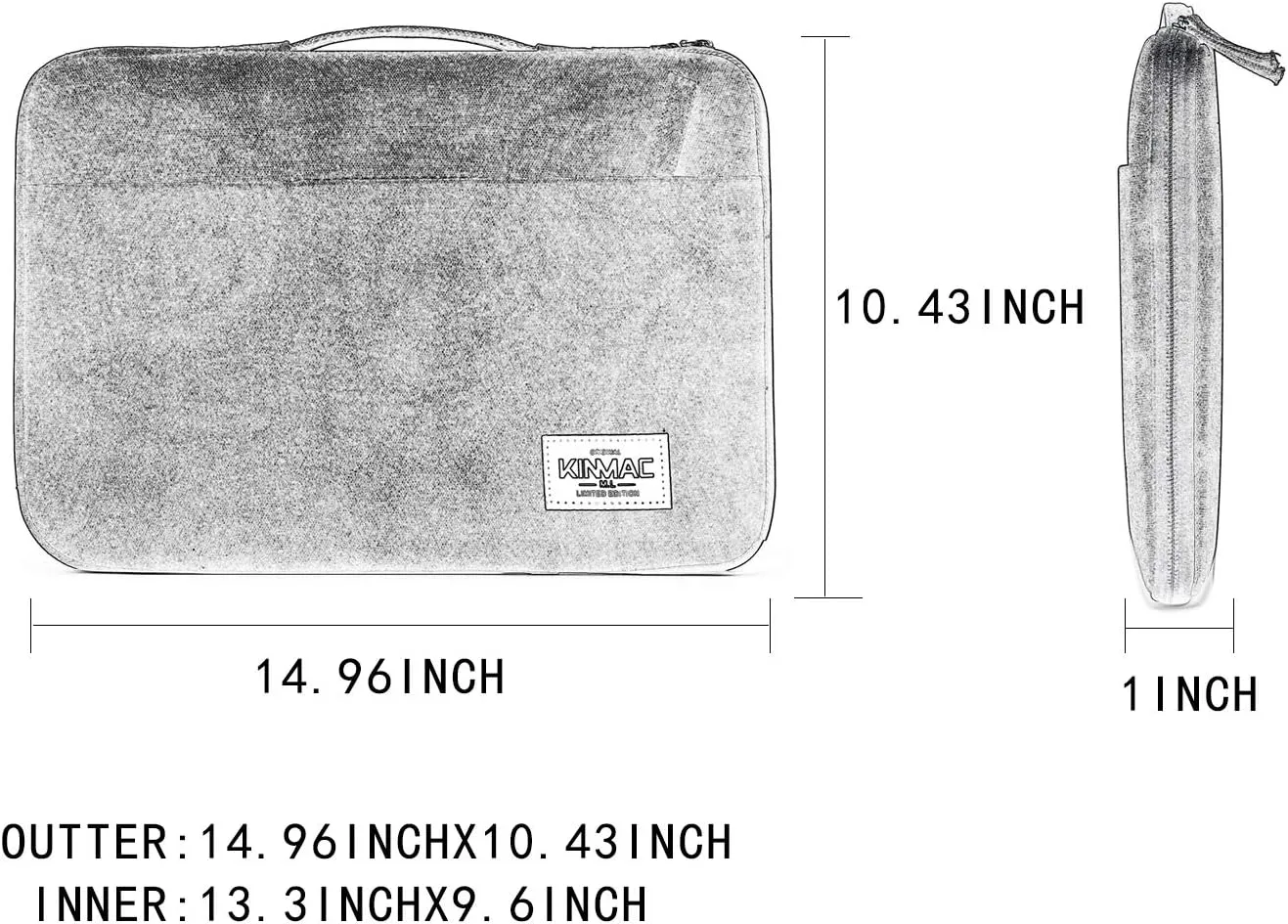 Kinmac 360 Degree Protective Laptop Sleeve Case Bag with Handle for MacBook Air 15 inch and 15 inch-15.6 inch HP Lenovo Dell ASUS Acer Notebook Computer (Black Maple)