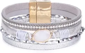 KSQS Tree of Life Leather Multi-Layer Wraps Bracelet,Boho Wide Buckle Wristband Bangle,Braided Cuff Bracelets for Women