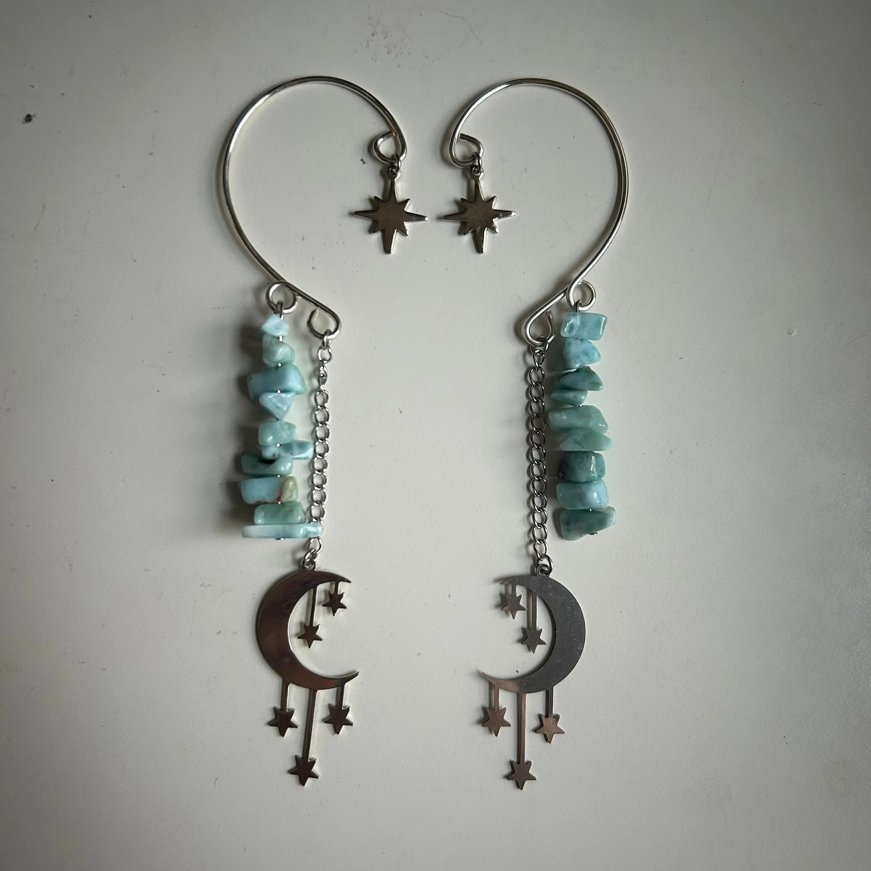 Larimar Moon Ear Cuffs