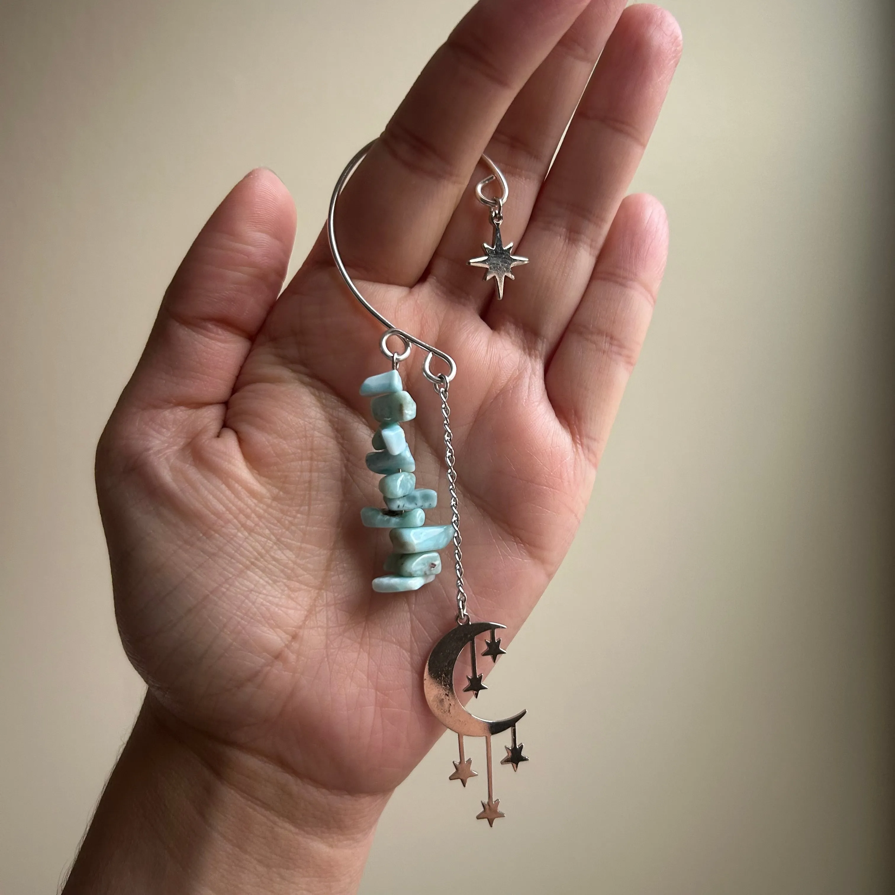 Larimar Moon Ear Cuffs