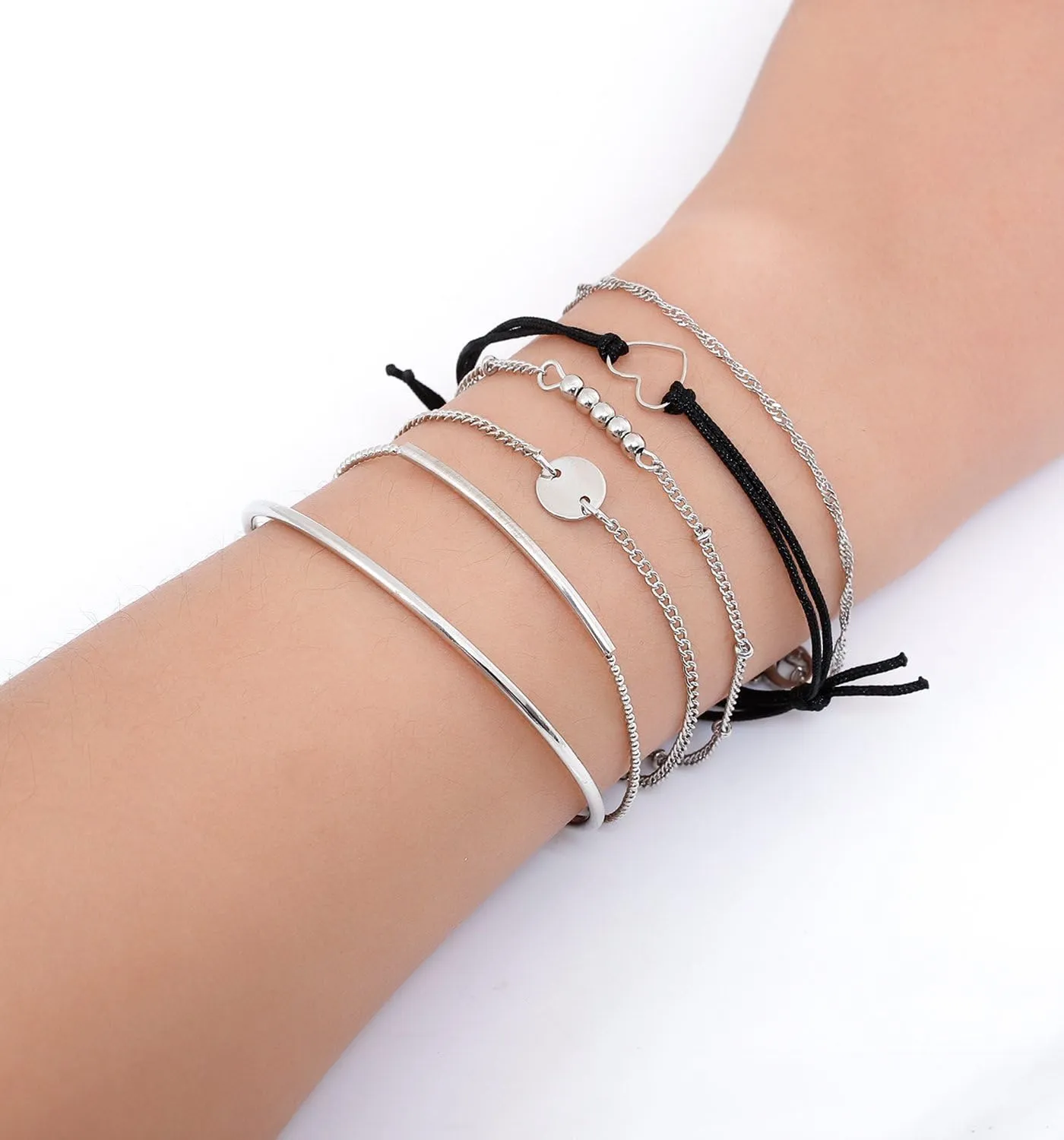 Layered Bracelet Set Assorted Beaded Bracelet Multiple Stackable Wrap Bangle Jewelry Adjustable