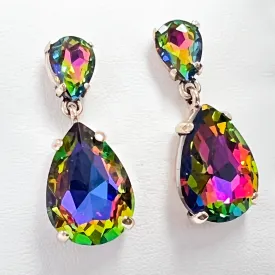 Mariah - Rhinestone Drop Earrings (Rainbow AB)