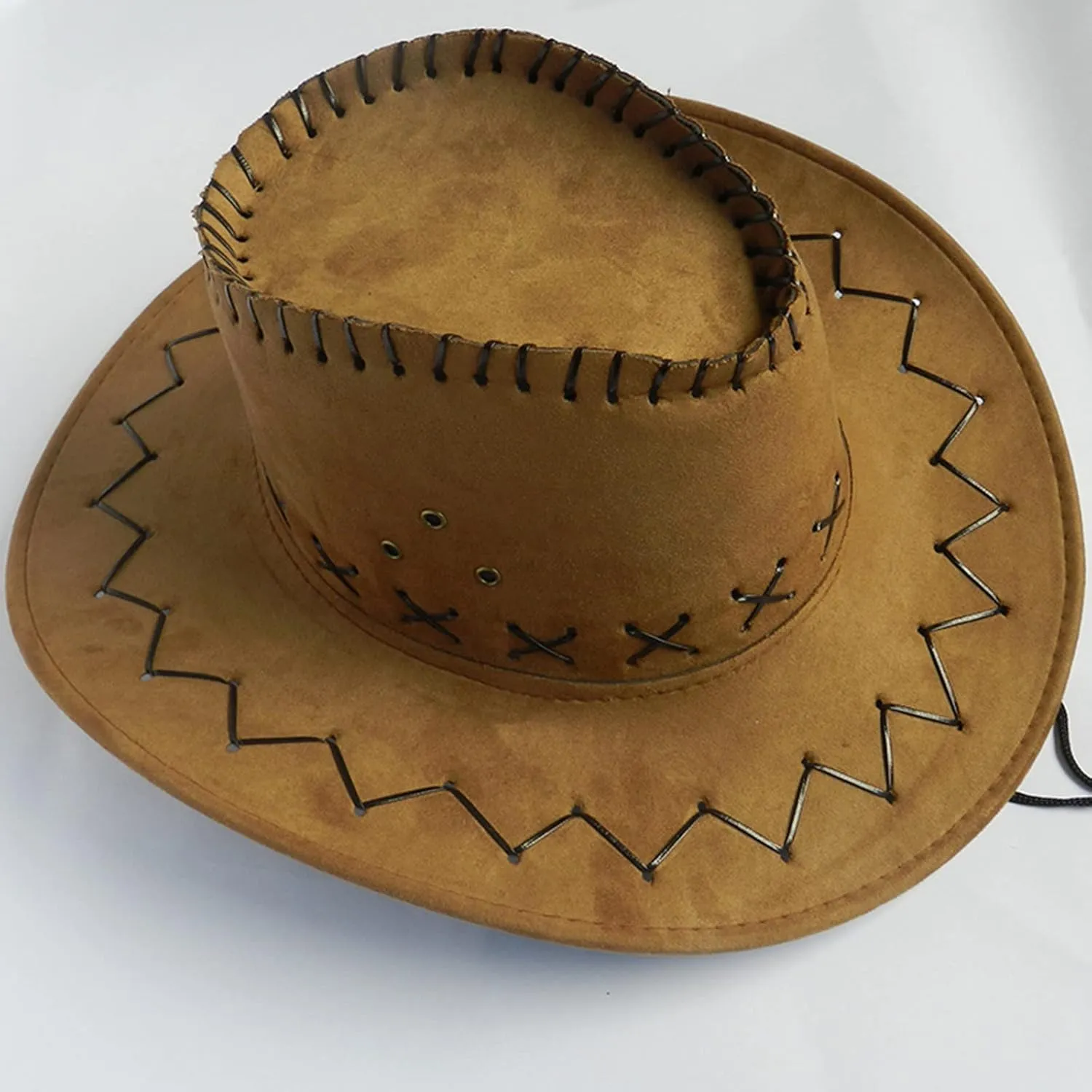 Men's & Women'sClassic Straw Western Cowboy Hat Felt Cowgirl Fedora Hats Outdoor Wide Brim Rodeo Cap