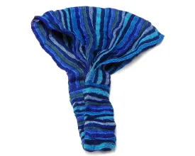 Mia Jewel Shop Striped Pattern Thick Cotton Elastic Headband Expandable Hair Wrap Bandana - Womens Hippie Fashion Handmade Gifts Boho Accessories (Blue)