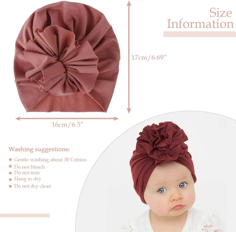 Newborn Hospital Hat Mittens Baby Beanies with Bow Knot Infant Caps Soft Cute Toddler Headwrap for Boys Girls