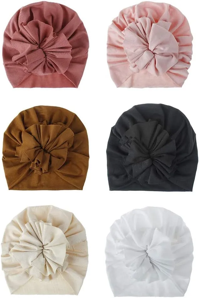 Newborn Hospital Hat Mittens Baby Beanies with Bow Knot Infant Caps Soft Cute Toddler Headwrap for Boys Girls